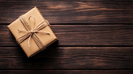 Poster - Present on rustic wooden table with twine decoration and ample space for text or design elements in a warm, inviting atmosphere