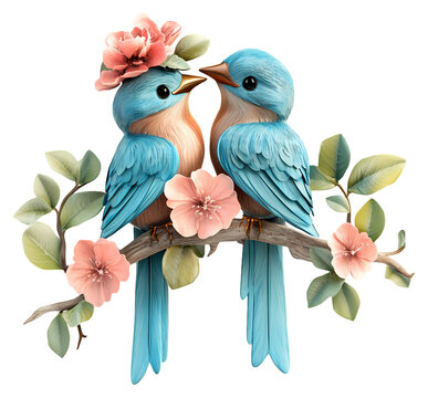 Two birds on a branch celebrating Valentine’s Day