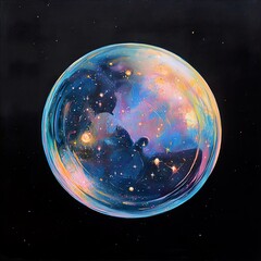 Wall Mural - Cosmic Bubble: A Dreamlike Universe in a Soap Bubble