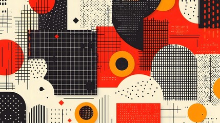 Poster - Sleek Geometric Patterns and Soothing Hues Compose a Captivating Abstract Design  This vibrant and minimalist background features a harmonious arrangement of shapes lines