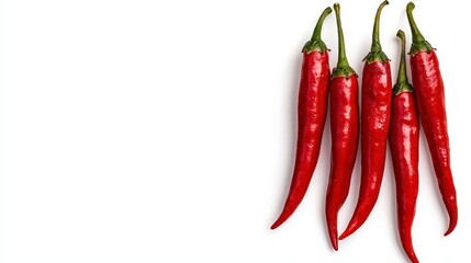 Wall Mural - a photostock of bright red chili peppers tied together in a hanging bunch, isolated on a clean white