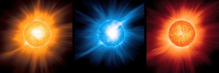 Poster - Celestial Triptych Vibrant Stars Cosmic Energy Power Light Radiance