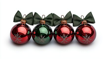 Wall Mural - a photostock of decorative red and green christmas bells with bows, isolated on a clean white backgr