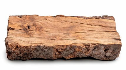Wall Mural - a photostock of large wooden slabs with visible bark texture, isolated on a clean white background, 
