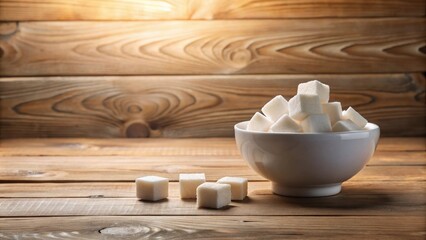 Poster - Sweet Cubes in a Bowl on Wooden Surface