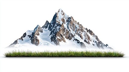 Wall Mural - a photostock of lush mountain ranges with snowy peaks, isolated on a clean white background, majesti