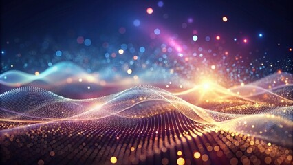 Aufkleber - Abstract Glittering Particle Wave Background Featuring Shimmering Lights and Dynamic Flow