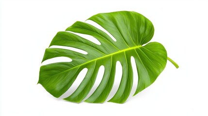 Wall Mural - a photostock of vibrant green tropical monstera leaves, isolated on a clean white background, lush a