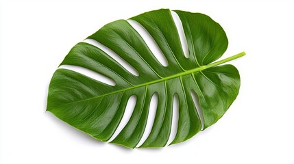 Wall Mural - a photostock of vibrant green tropical monstera leaves, isolated on a clean white background, lush a