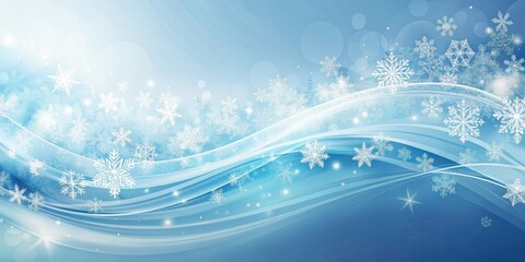 Poster - Serene Winter Wonderland Abstract Blue Swirling Design with Delicate Snowflakes