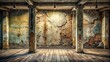 © Ole Studio - Aged Room with Weathered Walls and Wooden Floor, Showing the Passage of Time and the Beauty of Decay