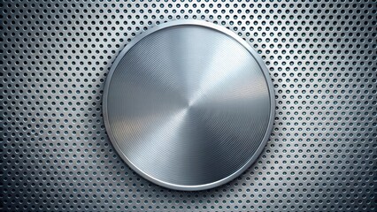 Fototapete - Circular Metal Plate on Perforated Surface Industrial Design Element