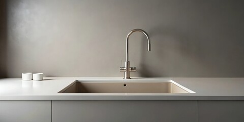Poster - Modern kitchen sink and faucet design with minimalist aesthetic