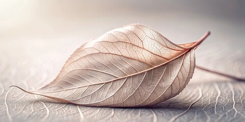 Aufkleber - Delicate Dried Leaf on a Textured Surface, Showing Intricate Veining