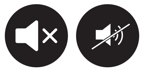 mute sound icon vector set. black and white.