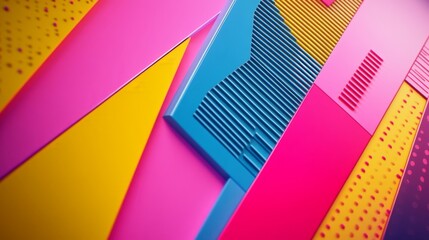 Poster - Close-up of a vibrant, modern graphic design featuring dynamic shapes and bright colors, perfect for digital media and creative projects.