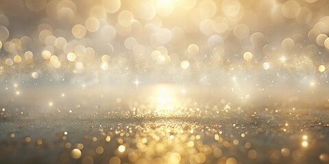 Leinwandbilder - Shimmering Golden and Silver Glitter Background with Sparkling Lights