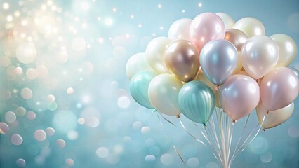 Poster - A Cluster of Pastel Balloons Floating Against a Sparkling Background