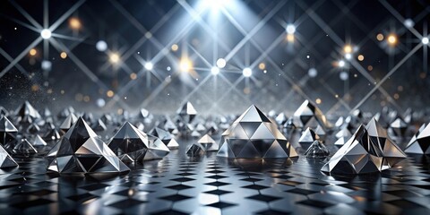 Aufkleber - Reflective Geometric Forms Illuminated on a Dark Surface