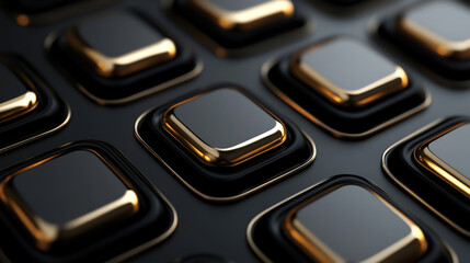 Group of Black and gold buttons design with premium gradient color in elements. Set of Luxury special shapes web IU buttons. and collection of metallic sheen at the center