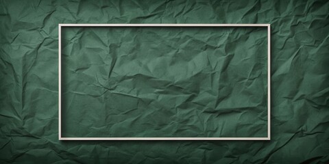 Aufkleber - Empty white frame on crumpled dark green textured paper background