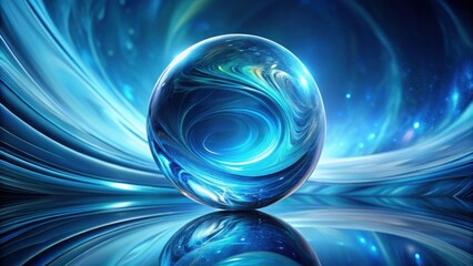 Aufkleber - Abstract Blue Orb Reflecting Swirling Energy Within a Dynamic, Futuristic Setting