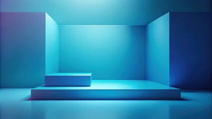 Aufkleber - Minimalist Blue Studio Display Platform with Subtle Lighting