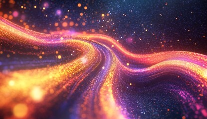 Wall Mural - Abstract swirling colorful glitter particles.
