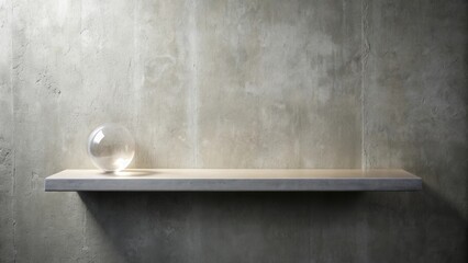 Aufkleber - Simple Glass Sphere on a Modern Shelf Against a Concrete Wall