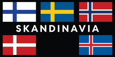 simple flags of scandinavia.nordic countries. correct size, proportion, colors