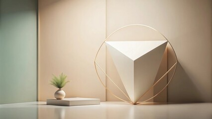Aufkleber - Minimalist Product Display with Geometric Forms and Greenery