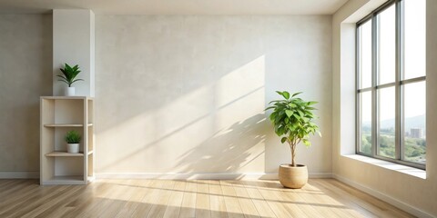 Poster - Bright Room Interior Design with Plants and Sunlight