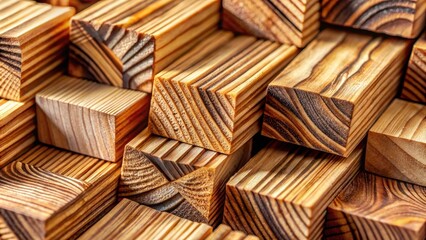 Aufkleber - A Close-Up View of Stacked Wooden Blocks Showing Detailed Grain Patterns