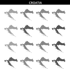 Croatia outlined in a dotted pattern over a light abstract background