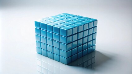 Leinwandbilder - A Blue Cube Composed of Many Smaller Cubes Reflecting Light
