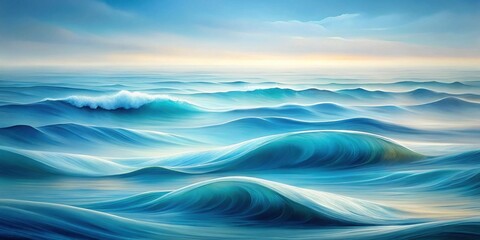 Poster - Serene Ocean Waves at Peaceful Dawn An Artistic Depiction