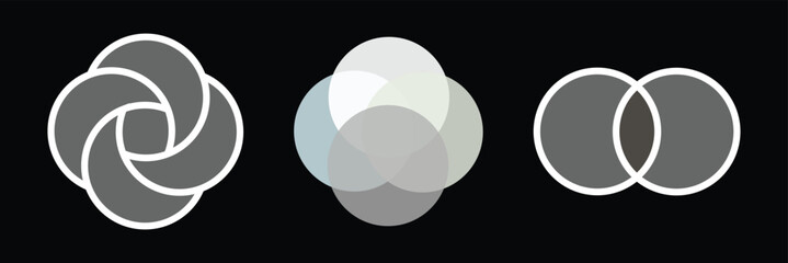 intersecting circles icon. venn diagram.