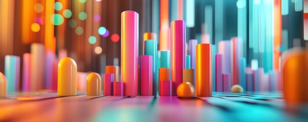 Poster - colorful abstract 3d geometric shapes in a vibrant background