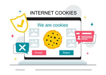 Wall Mural - Internet Cookies Technology Vector Illustration Featuring Tracking Cookie Records of User Browsing Activities on a Website in a Flat Background