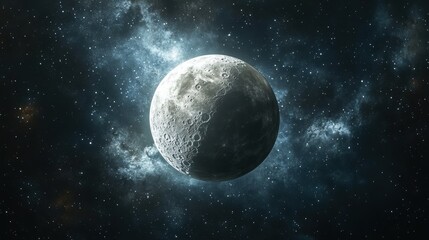 Wall Mural - stunning view of the moon surrounded by dark starry sky