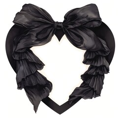 Sticker - Elegant black heart ribbon illustration