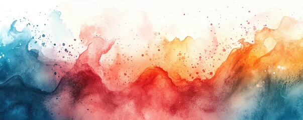 Poster - vibrant abstract watercolor with blue and red splashes