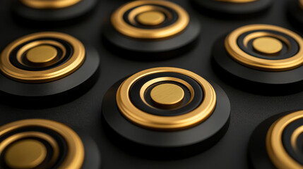 Four Luxury Black and gold buttons with premium stoked vector design, metallic sheen at the center vector, illustration