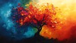 © Sugoi - Vibrant autumn tree painting, colorful background, art print