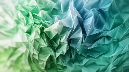 Poster - abstract green blue crystalline geometric shapes