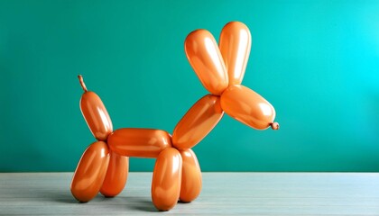 Wall Mural - an animal figure made of modelling balloons on table against color background