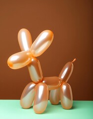 Wall Mural - an animal figure made of modelling balloons on table against color background