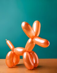 Wall Mural - an animal figure made of modelling balloons on table against color background