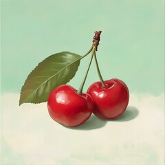 Wall Mural - Two Cherries: A Still Life of Summer's Sweetness