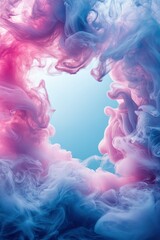 Wall Mural - Abstract Swirling Pink and Blue Smoke Against a Soft Gradient Background Creating a Dreamlike and Ethereal Atmosphere